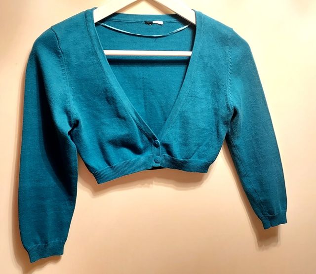 Chaqueta punto niña. T 5-6 color  Verde turquesa
