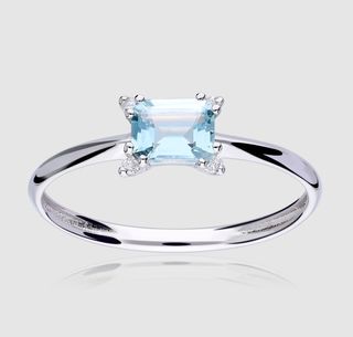 Anillo Diamantes y Aguamarina