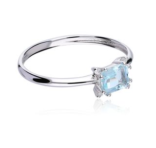 Anillo Diamantes y Aguamarina