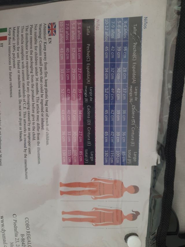 Disfraz esqueleto niño 10- 12