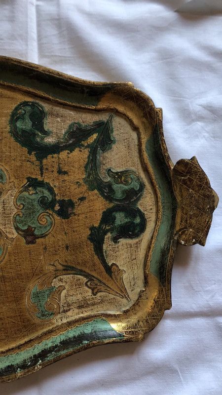 Vassoio in legno Artigianato Fiorentino rococò oro