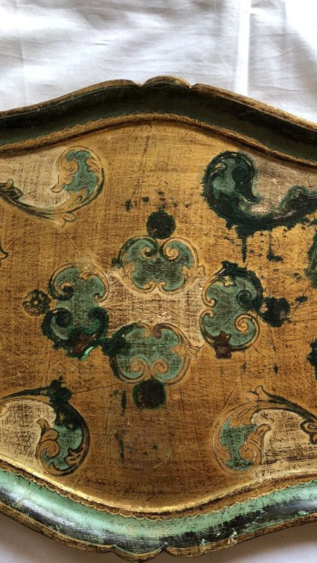 Vassoio in legno Artigianato Fiorentino rococò oro