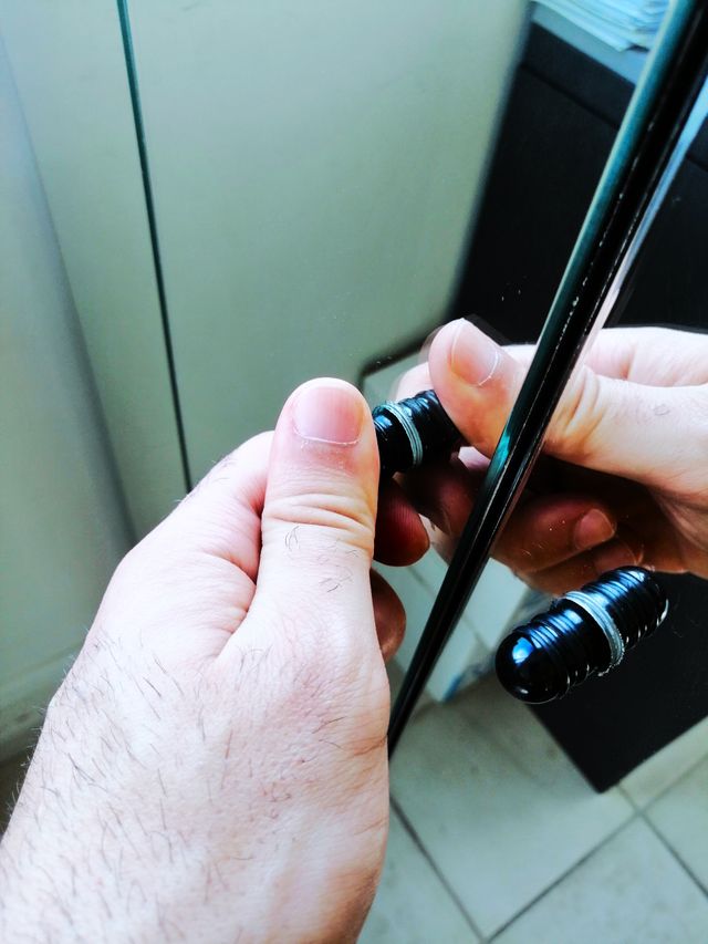 Armadio Nero con Ante in Vetro, Midcentury, Modern