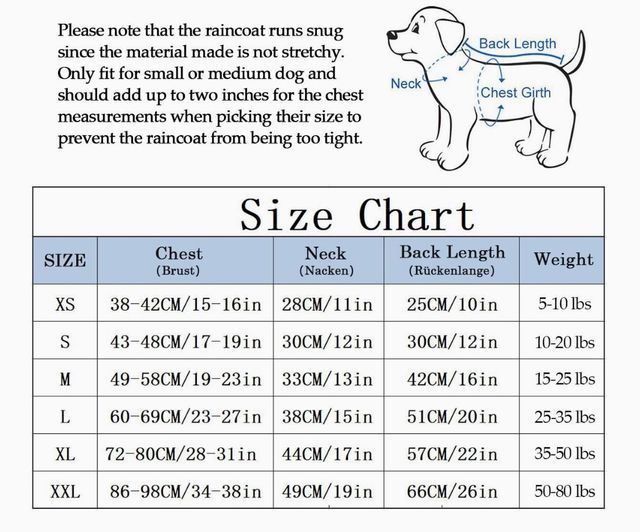 Chubasquero para perros - Talla M