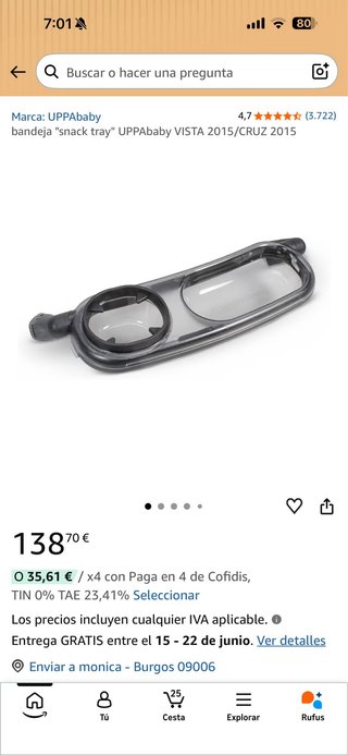 SNACK TRAY. bandeja para carrito uppa baby. NUEVA