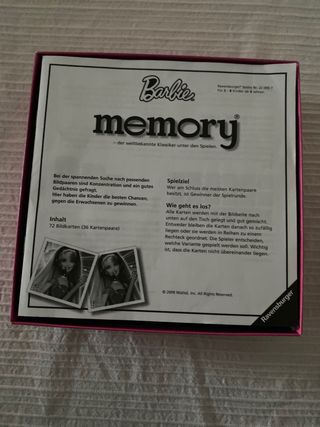 Barbie Memory, juego de mesa