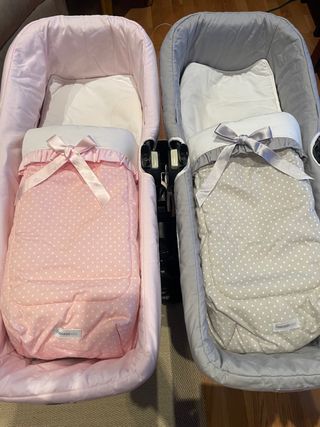 Capota,saquito...bugaboo Donkey pack rosa y blanco