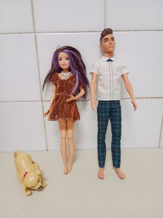 Muñeca Barbie con Ken y su perrito