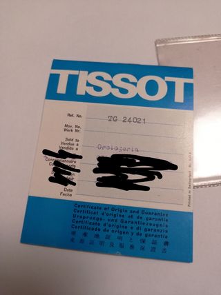 Garanzia e libretto Tissot vintage