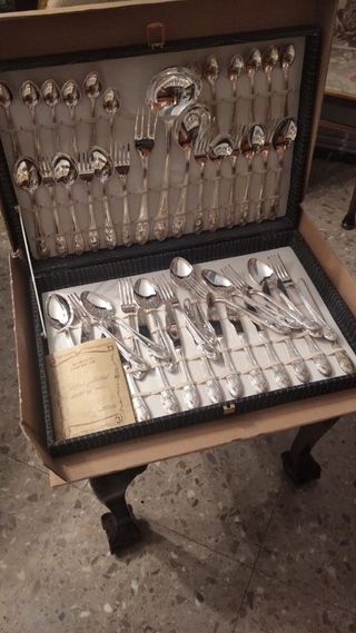 Juego de cubiertos baño en plata 1000