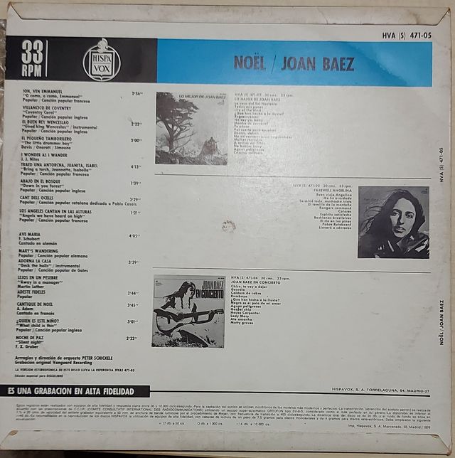 Vinilo Joan Baez - Noel Ed.1976