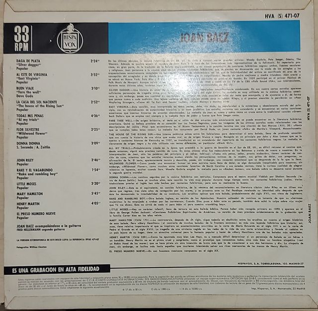 Vinilo Joan Baez ed.1967