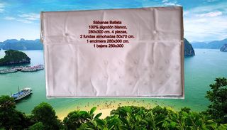 Sábanas 100% algodón batista blanco, 280x300 cm. 4