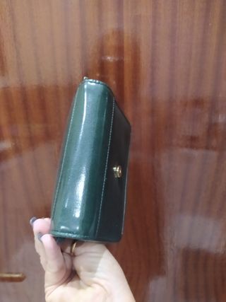 Cartera Piel Verde Botella