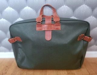 Maleta/Bolsa Vintage con asas en cuero color verde
