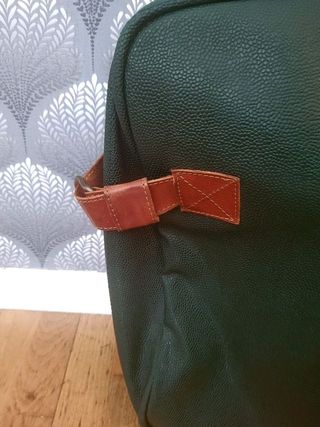 Maleta/Bolsa Vintage con asas en cuero color verde