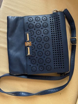 Bolso azul cuero 