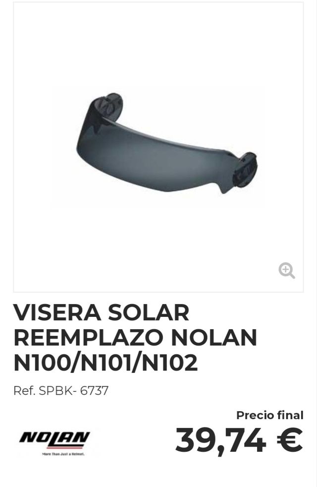 Visera solar para casco. 
