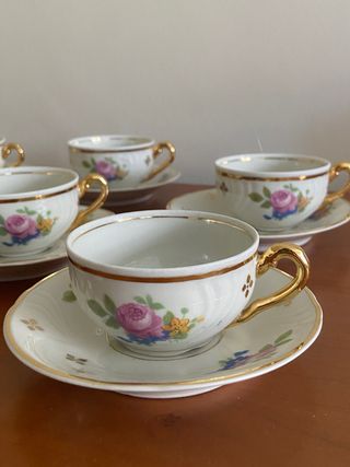 JUEGO DE CAFÉ VINTAGE PORCELANA SANTA CLARA