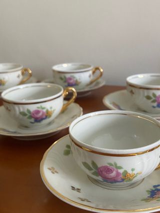 JUEGO DE CAFÉ VINTAGE PORCELANA SANTA CLARA