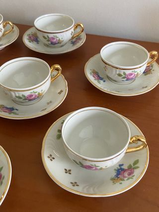 JUEGO DE CAFÉ VINTAGE PORCELANA SANTA CLARA