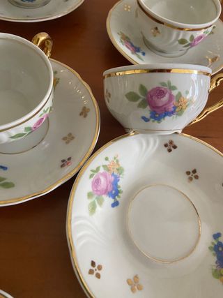 JUEGO DE CAFÉ VINTAGE PORCELANA SANTA CLARA