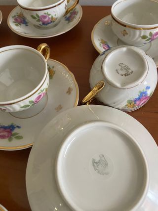 JUEGO DE CAFÉ VINTAGE PORCELANA SANTA CLARA