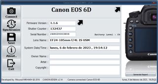 Canon 6D, con objetivo Canon 24 105 f4