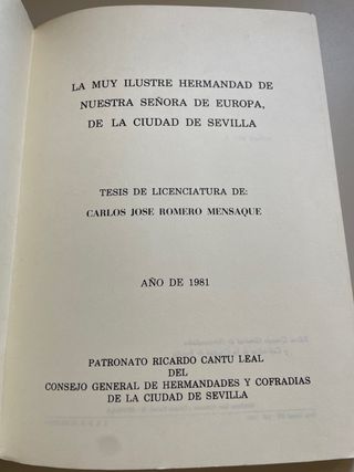 Libro Hermandad Nuestra Señora de Europa Sevilla
