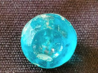 BOTON VIDRIO TALLADO HEXAG.AGUAMARINA