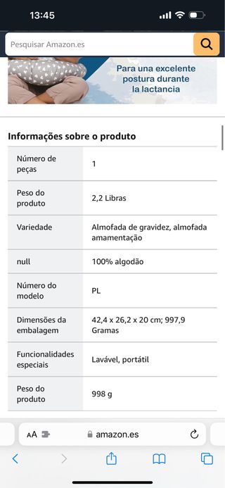Niimo Almohada de embarazo y lactancia