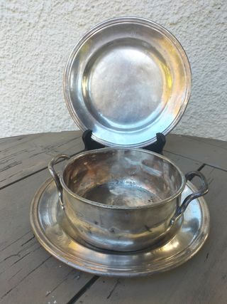 Pareja de cocottes francesas, alpaca.