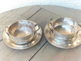 Pareja de cocottes francesas, alpaca.