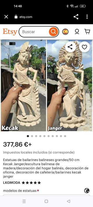 Escultura balinesa bailarina Janger