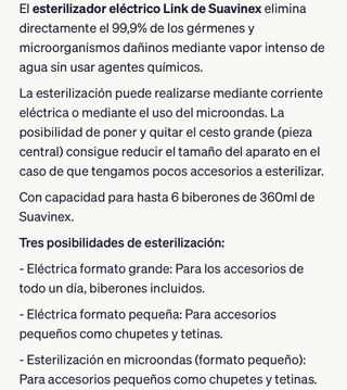 Esterilizador electrico Suavinex