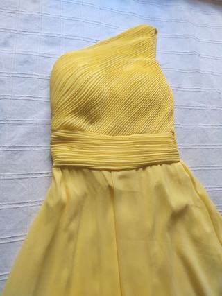 Vestido largo boda amarillo pálido 
