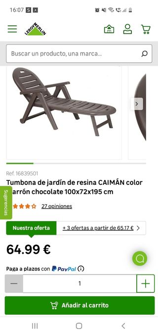 Hamaca tumbona jardín con funda acolchad