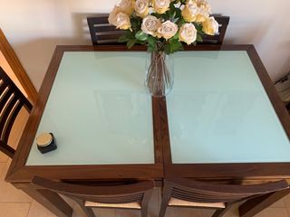 Mesa madera salón y 6 sillas