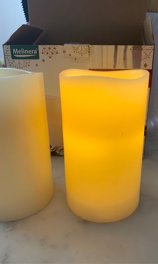 set 2 candele a led corpo in cera effetto fiamma