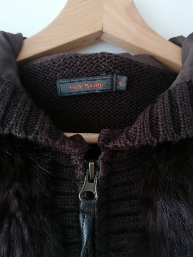 Chaqueta punto con pelo natural