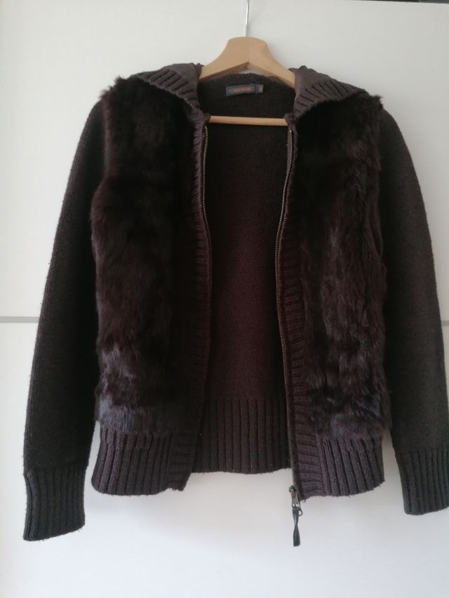 Chaqueta punto con pelo natural