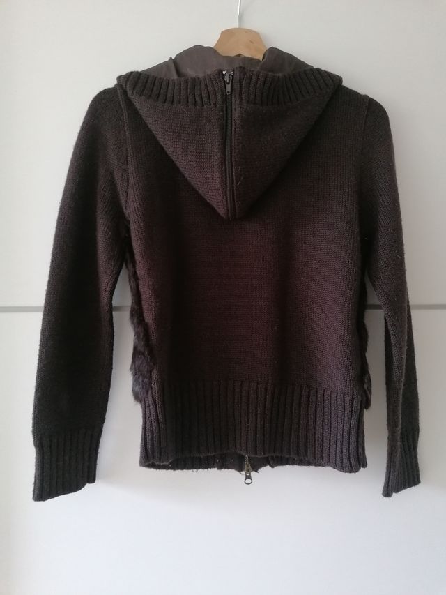 Chaqueta punto con pelo natural