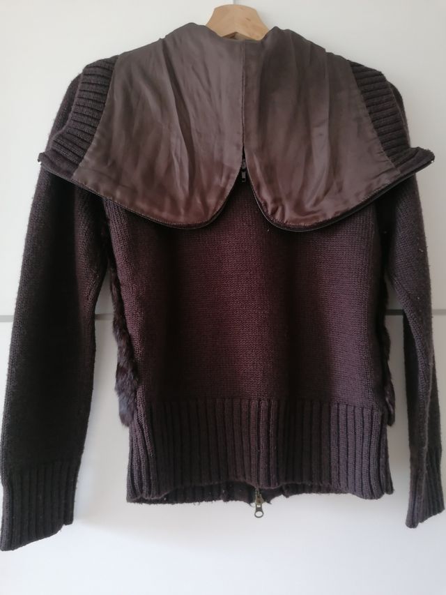 Chaqueta punto con pelo natural