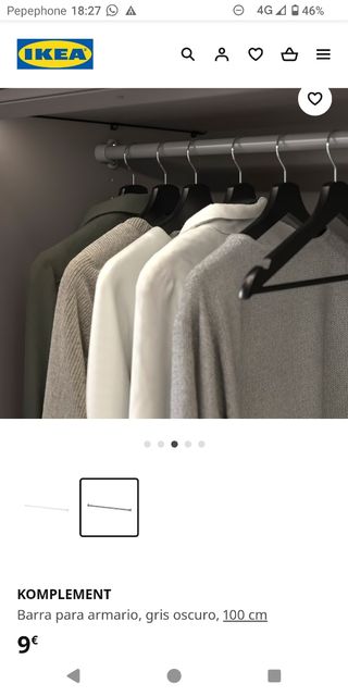 Barras colgador armario Pax Ikea