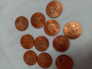 Lote 11 medallas de cobre