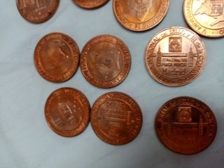 Lote 11 medallas de cobre