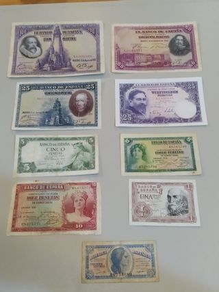 Lote de 9 billetes españoles