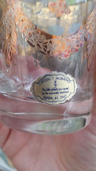 juego vasos y cubitera CRISTAL DE MURANO y ORO