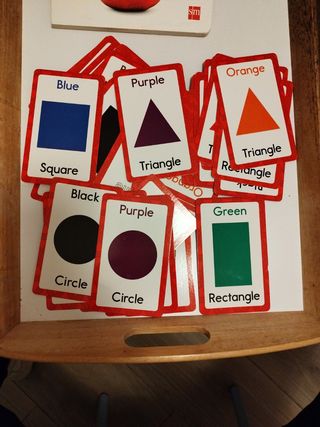 Lote inglés libro ABC, cartas colores- formas