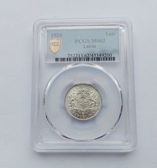 Moneda gradada PCGS 62. 1 Lat 1924